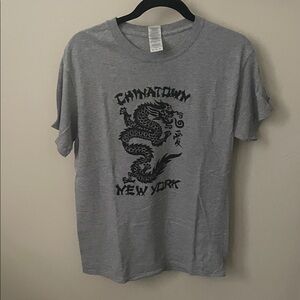 Gray Chinatown New York Dragon T-Shirt